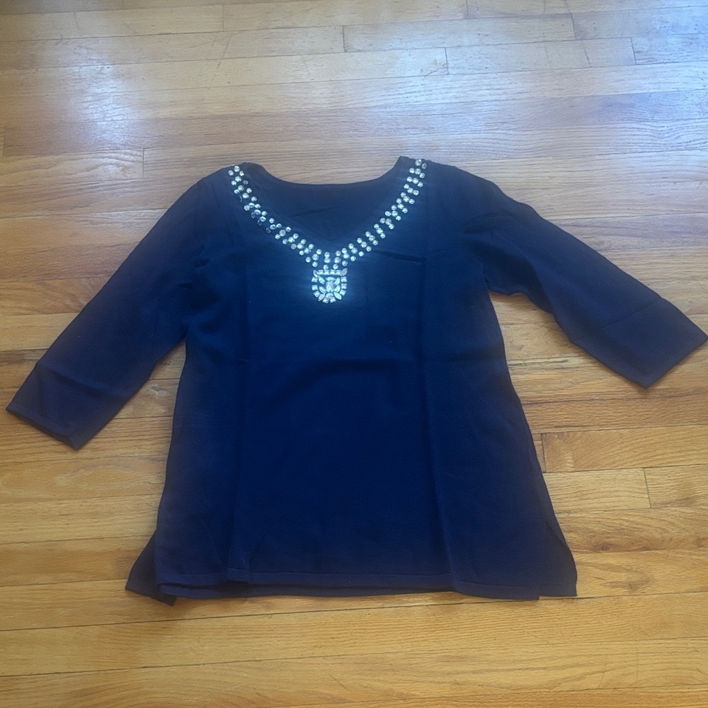 Sparkle 3/4 Sleeve V Neck Sweater
